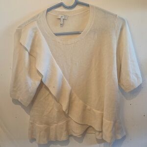 Stunning Joie Pure Cashmere Cream Ruffle Blouse SZ L